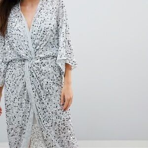 ASOS sequin kimono midi dress Size 4 Color Silver